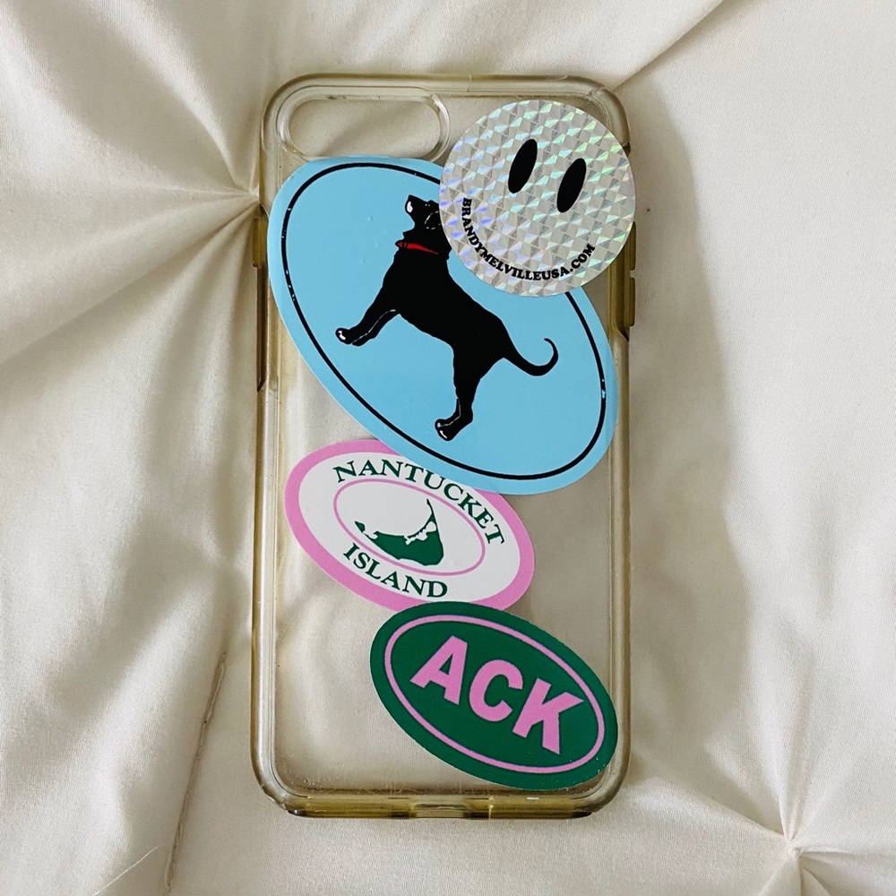 clear otter box case w/stickers (for iPhone 8plus)